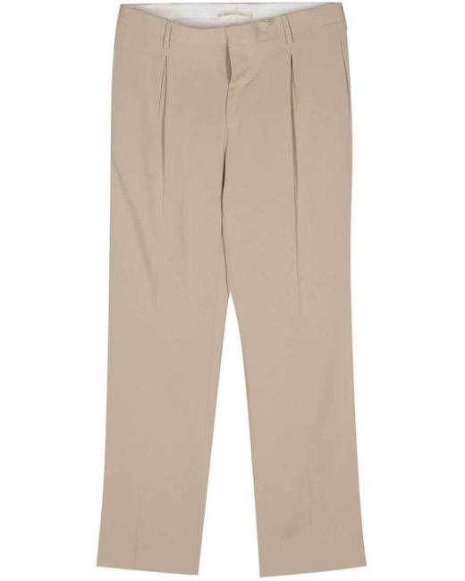 Briglia 1949 Natural Textured Pleated Tapered Trousers for men