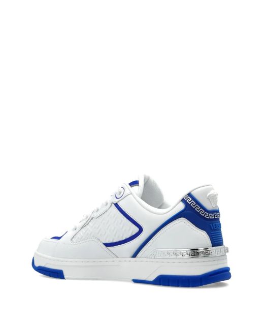 Versace White Greca Pattern Leather Sneakers for men