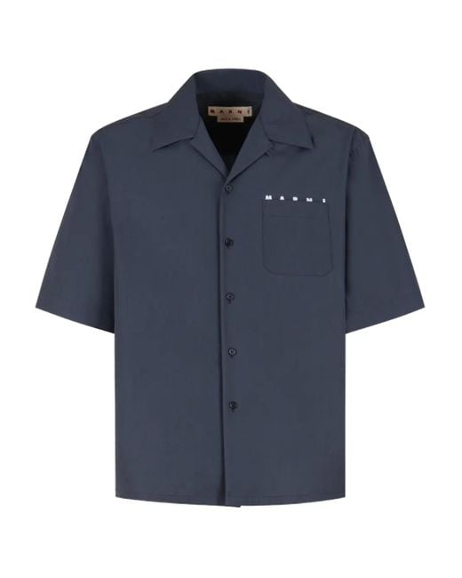 Marni Blue Short-Sleeve Button-Up Shirt for men