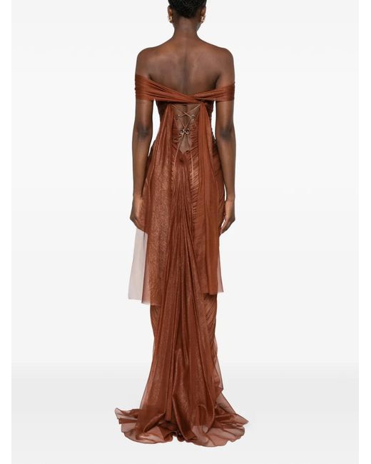 Maria Lucia Hohan Brown Catarina Plissé-Effect Maxi Dress