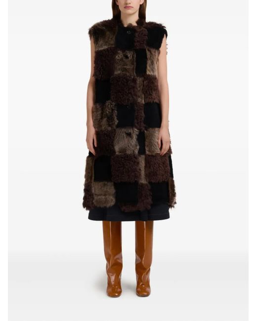 Marni Black Patchwork Faux Fur Gilet