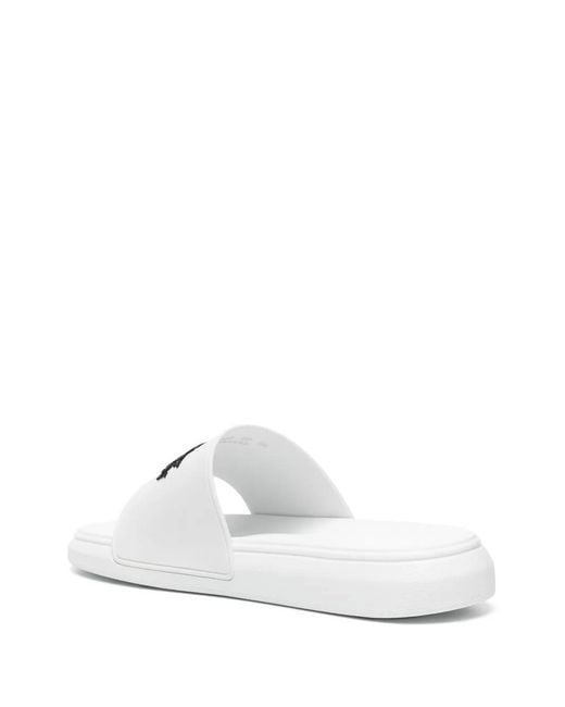 McQueen White Logo-embossed Slides for men