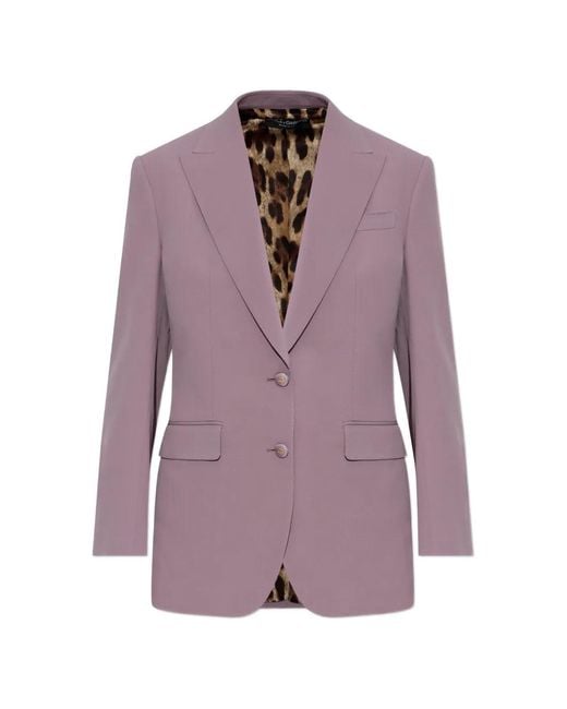 Dolce & Gabbana Purple Button-Fastening V-Neck Blazer