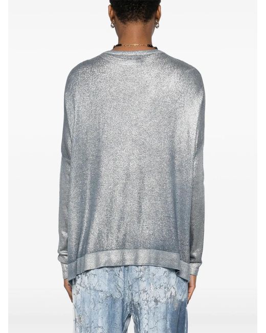 Avant Toi Gray Lamé Top