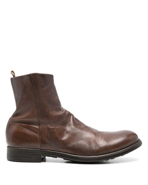 Officine Creative Brown Leather Ankle Boots for men