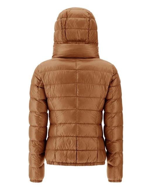 Herno Brown Hooded Quilted Jacket