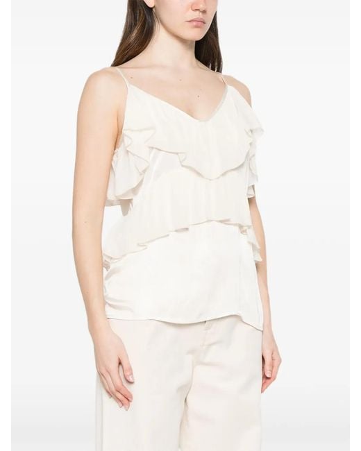 Dixie White Ruffled V-Neck Top