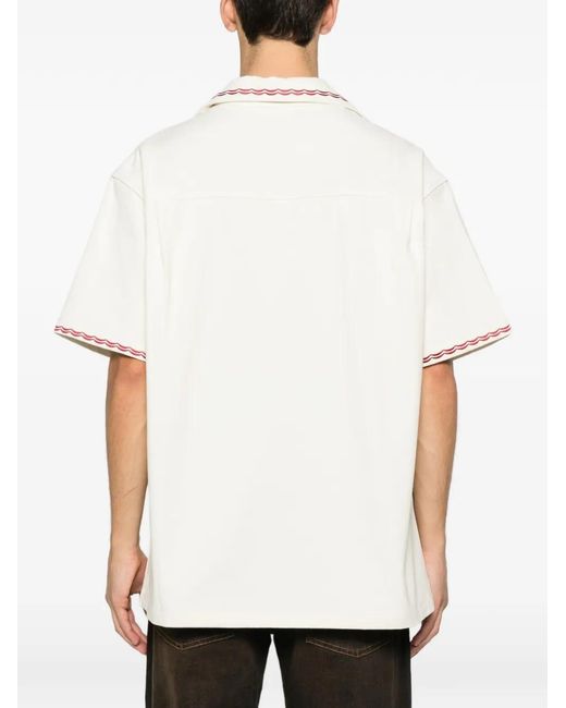 Drole de Monsieur White Embroidered Pocket Shirt for men