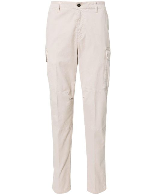 Eleventy Natural Tapered-leg Twill Cargo Trousers for men