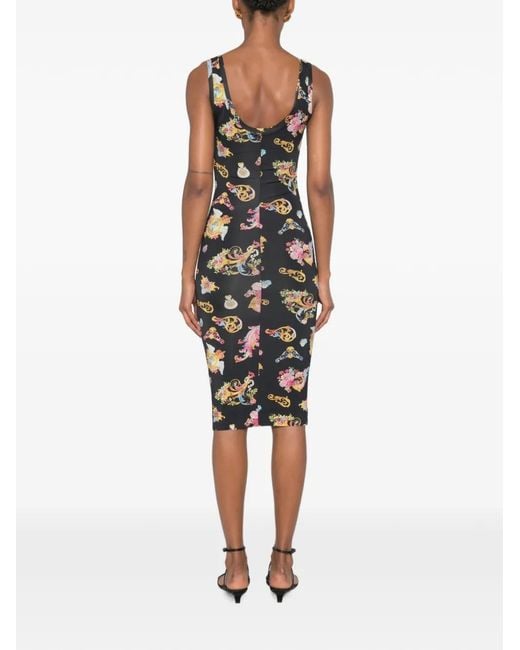 Versace Jeans Couture White Baroque-Print Sleeveless Midi Dress