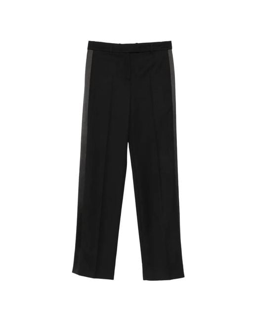 McQueen Black Satin-Trim Tailored Trousers