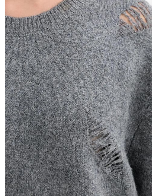 IRO Gray Distressed Long-Sleeve Dress