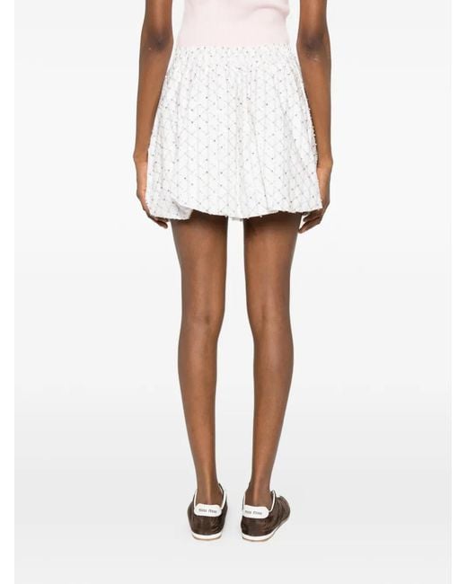 Maje White Embellished Bubble Mini Skirt