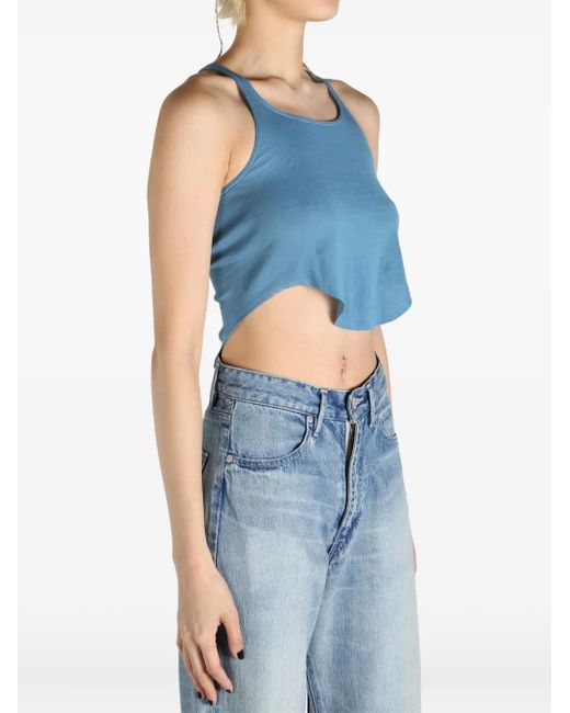 Rick Owens Blue Cotton Cropped Top