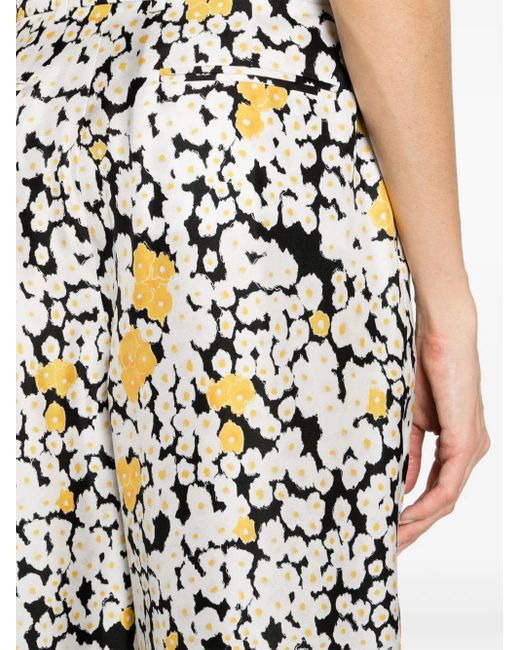 Lanvin White Floral Wide-leg Trousers