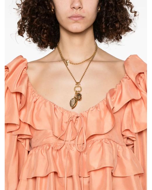 Chloé Pink Silk Ruffle Top