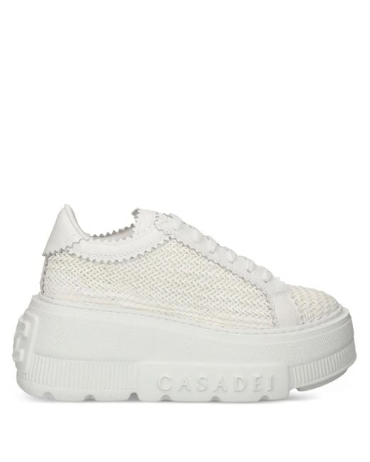 Casadei White Nexus Textured Platform Sneakers