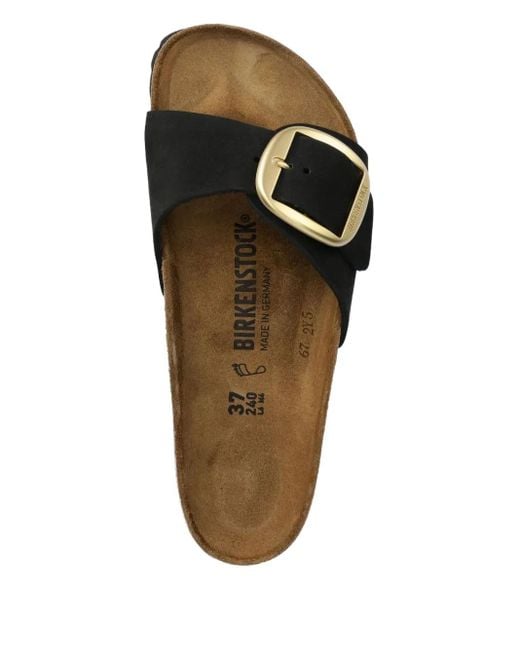 Birkenstock Black Madrid Buckle-Detail Slides