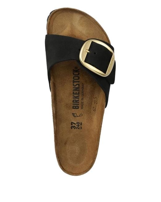 Birkenstock Black Madrid Buckle-Detail Slides