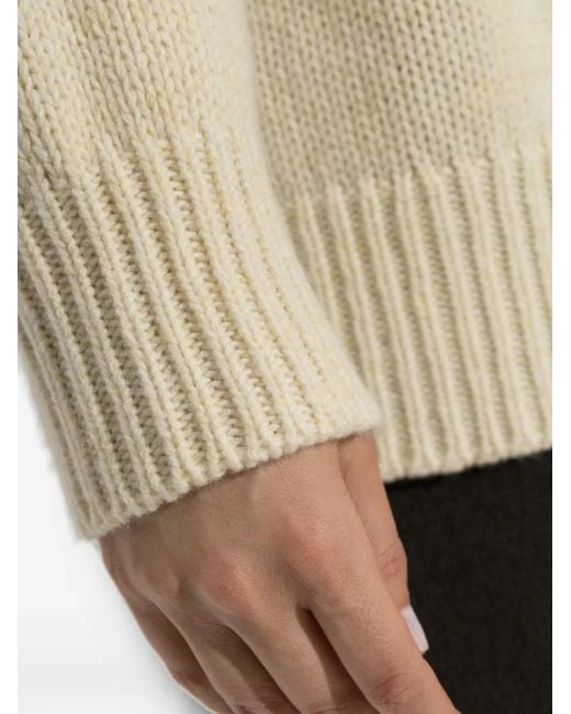 Lisa Yang Natural Joyje Ribbed-Trim Sweater