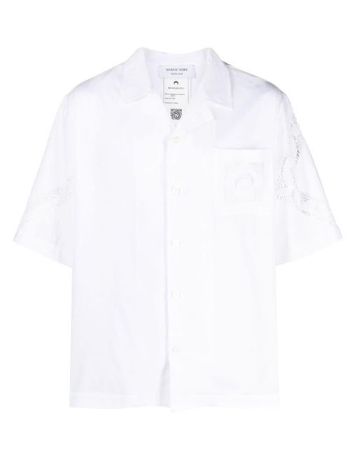 MARINE SERRE White Lace-trim Cotton Shirt - Unisex - Cotton