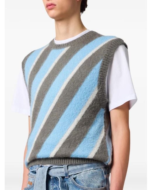 MSGM Pullover Mit Diagonalen Streifen in Blue für Herren