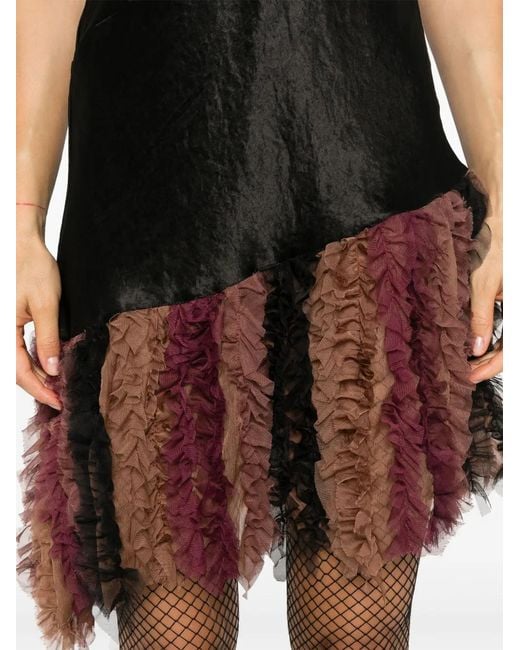 Song For The Mute Black Chiffon-Detail Slip Dress