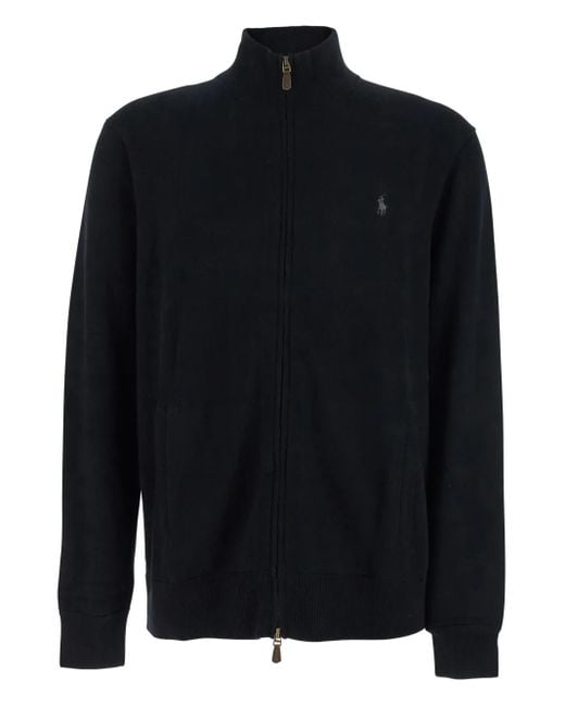 Polo Ralph Lauren Black Turtleneck Embroidered Cardigan for men