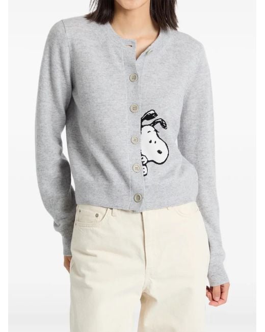 Chinti & Parker Gray X Peanuts Snoopy Peekabow Cardigan