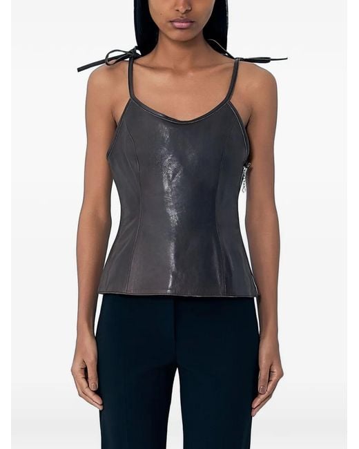 Our Legacy Blue Tie-Straps Leather Corset Top