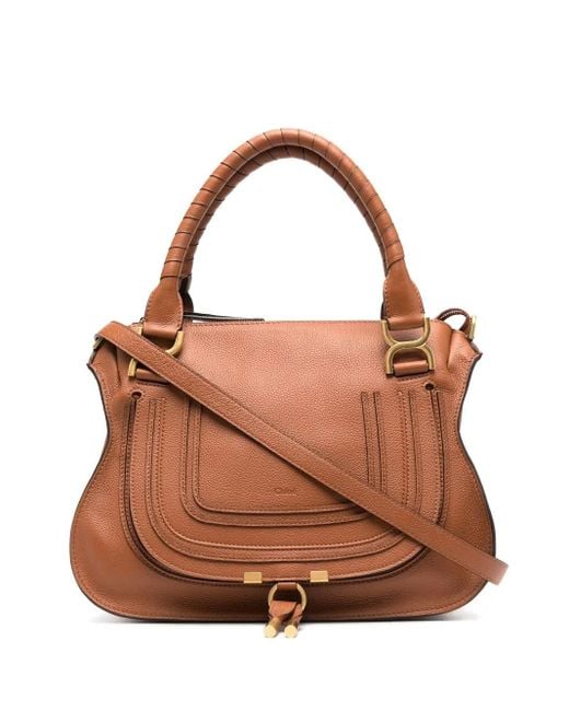 Chloé Marcie レザーハンドバッグ Brown