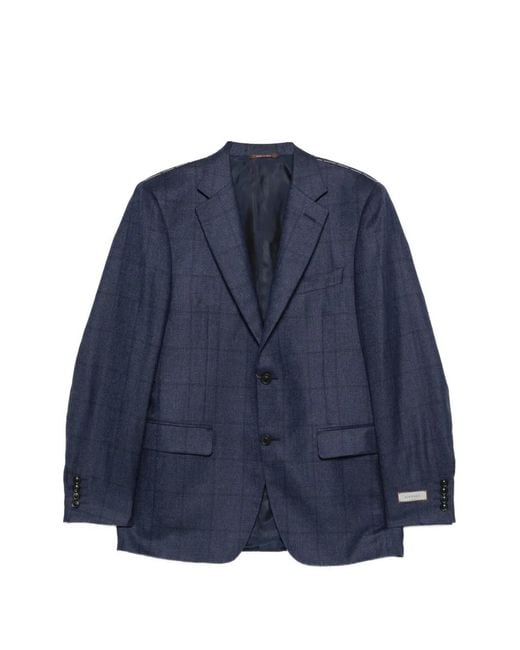 Canali Blue Check Pattern Blazer for men