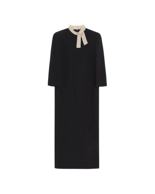 Valentino Garavani Black Cady Couture Embroidered Dress