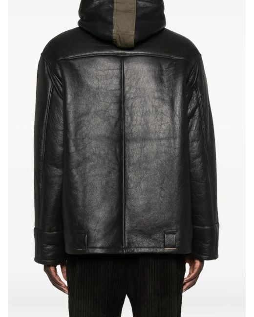 Our Legacy Black Blizzard Hooded Leather Jacket for men