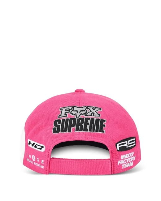 Supreme X Fox Racing Logo-Embroidered Cap in Pink for Men | Lyst