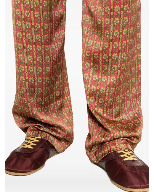 Drole de Monsieur Brown Paisley-Pattern Trousers for men