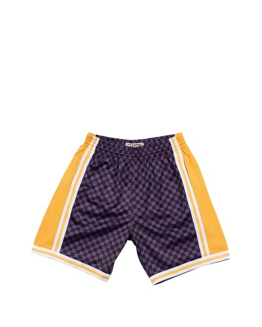 Mitchell & Ness Blue Nba "Los Angeles Lakers" Checked Swingman Shorts for men