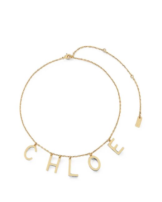 Chloé Metallic The Letters Logo-Charm Necklace