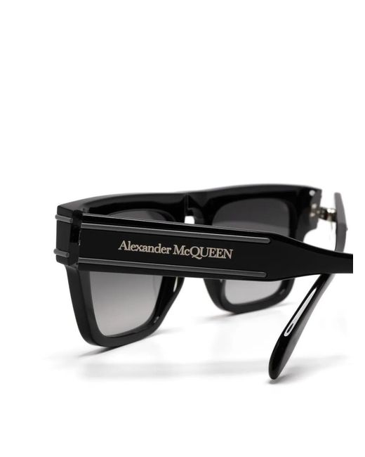 Alexander McQueen Gray Flat-Top Rectangular Sunglasses