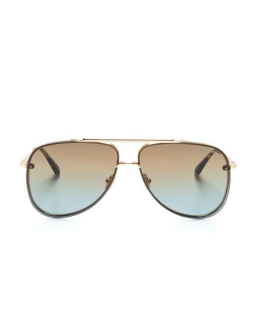 Tom Ford Metallic Leon Pilot-frame Sunglasses