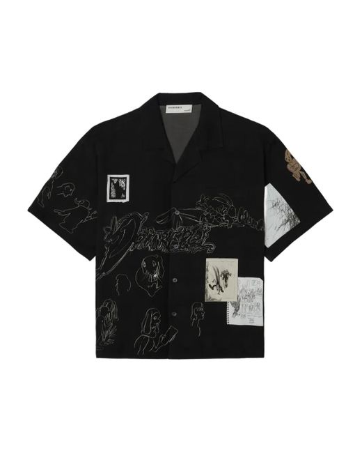Camisa con cuello cubano DOMREBEL de hombre de color Black