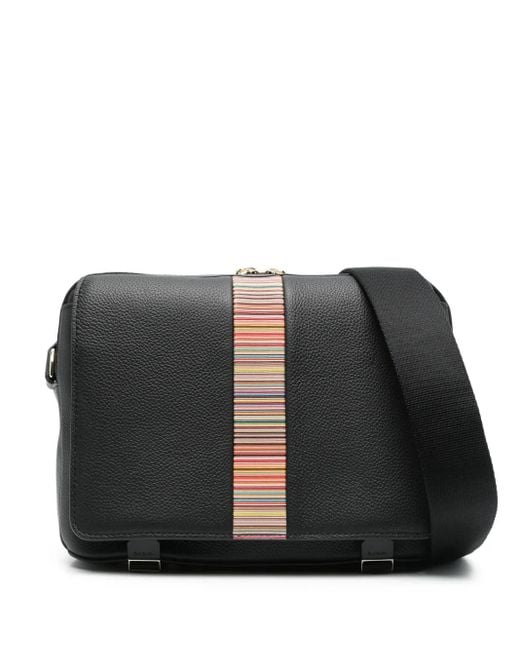 メンズ Paul Smith シグネチャーストライプトリム メッセンジャーバッグ Black