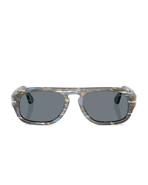 Persol Gray Rectangle-Frame Sunglasses