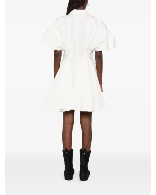 Sacai White Double-Breasted Flared Dress