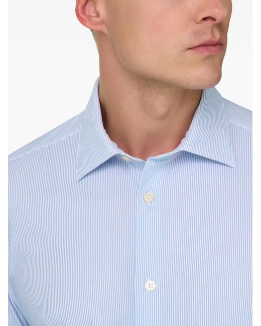 Boggi Blue Slim Fit Stretch Nylon Shirt for men
