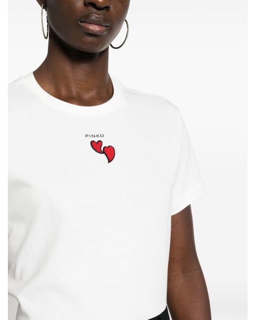Pinko White T-Shirt mit Logo-Print