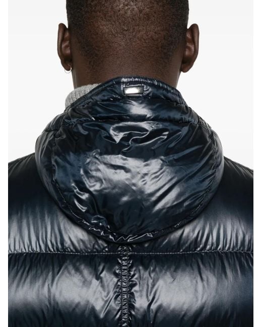 Herno Blue Hooded Quilted Gilet for men