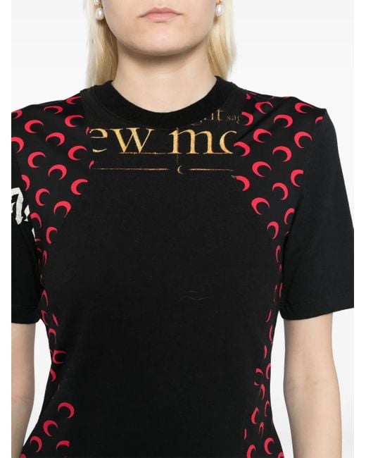 MARINE SERRE Black Regenerated T-Shirt Mit Print