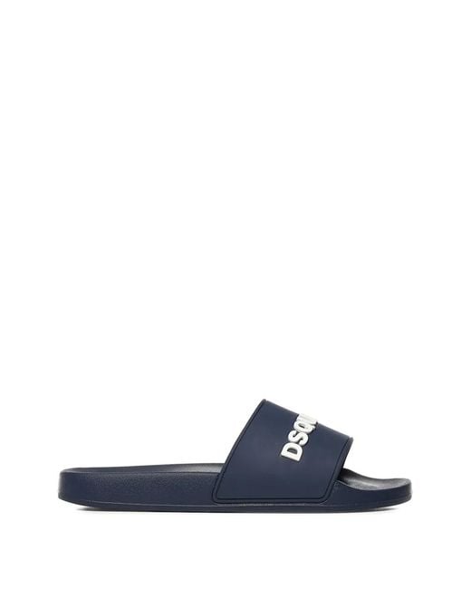 DSquared² Blue Claquettes À Logo Embossé for men