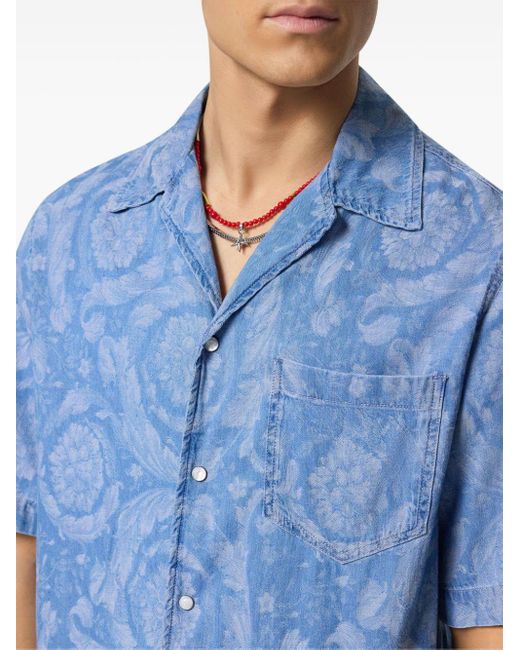 Versace Hemd mit Blumenmuster in Blue für Herren